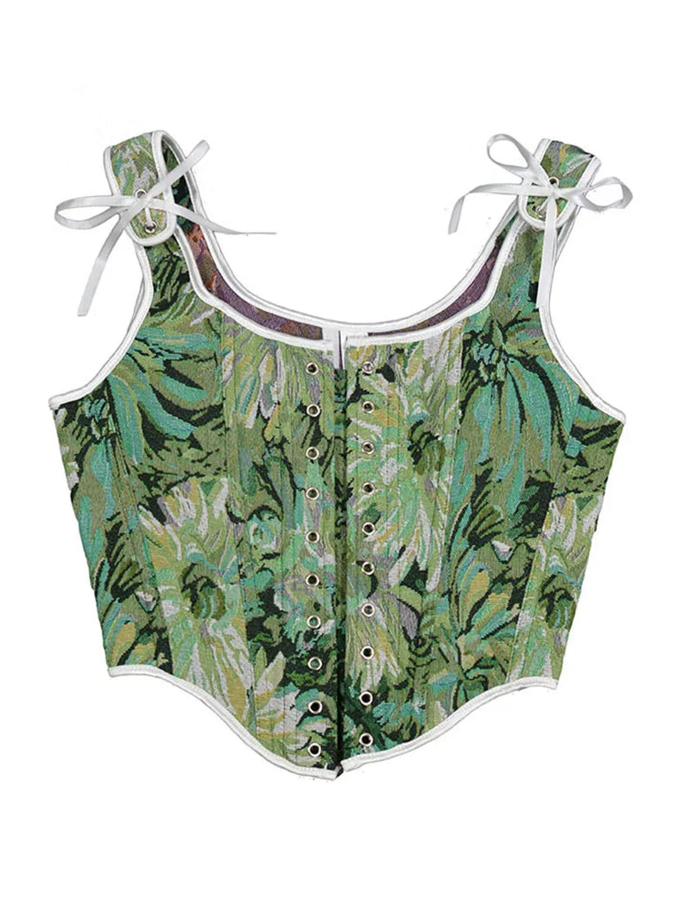 SCARLET DARKNESS Renaissance Women's Corset Lace Up Corset Top Floral SCARLET DARKNESS Renaissance Women's Corset Lace Up Corset Top Floral