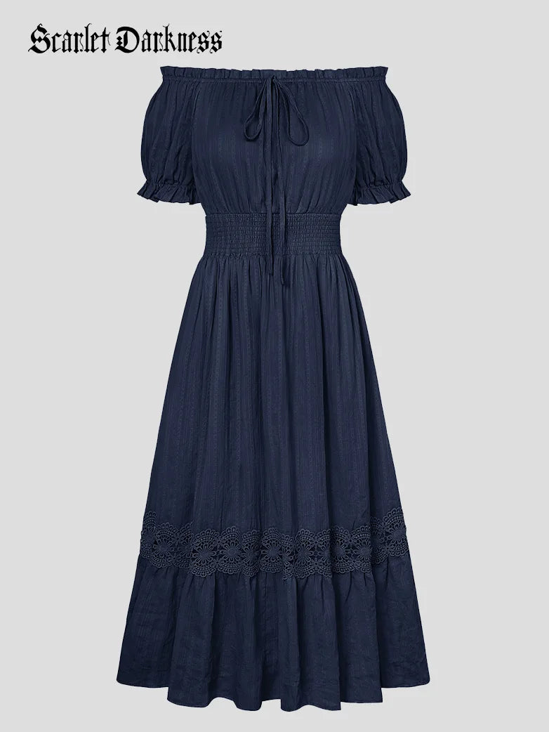 Corset Dress Women's Renaissance Dress - Off Shoulder Flowy Cotton Dress With Side Pockets Renaissance Costume Women Corset Dress Women's Renaissance Dress - Off Shoulder Flowy Cotton Dress With Side Pockets Renaissance Costume Women