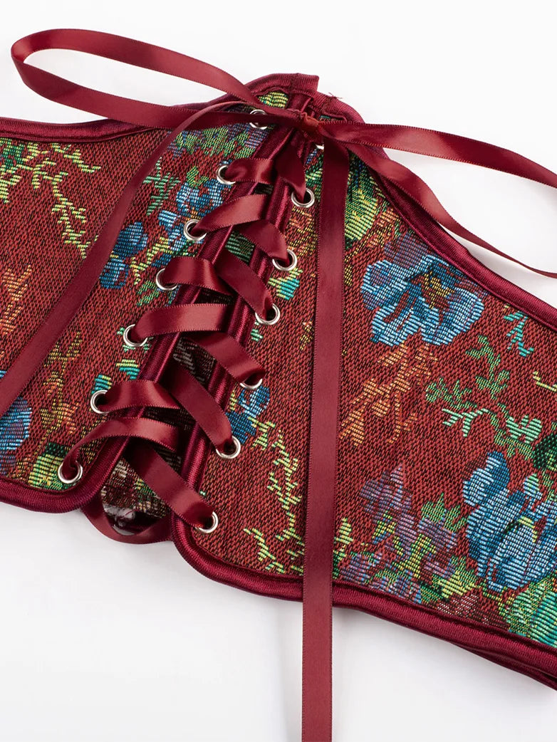 Scarlet Darkness Renaissance Corset Women Lace-up Waist Belt with Zip