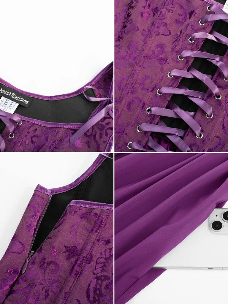 Chemisier Renaissance Femme Scarlet Darkness - Dentelle Smockée, Col En U Avec Rubans, Style Médiéval - 6