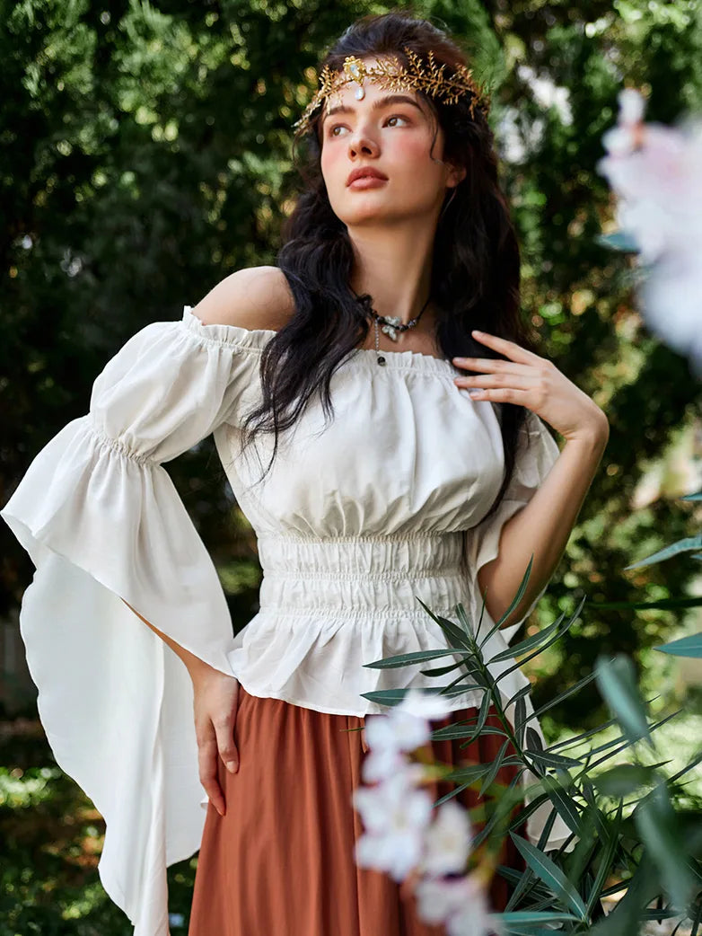 Scarlet Darkness Gothic Off-Shoulder Witch Tops with Waterfall Openings Scarlet Darkness Gothic Off-Shoulder Witch Tops with Waterfall Openings
