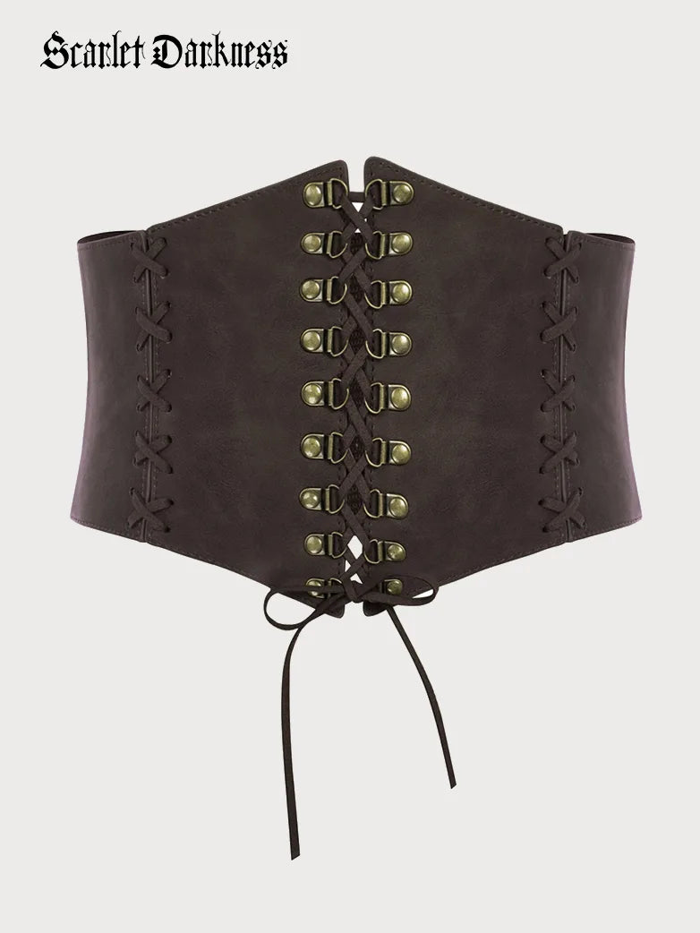 Scarlet Darkness Renaissance Women Stretchy Leather Waist Belt display picture 3