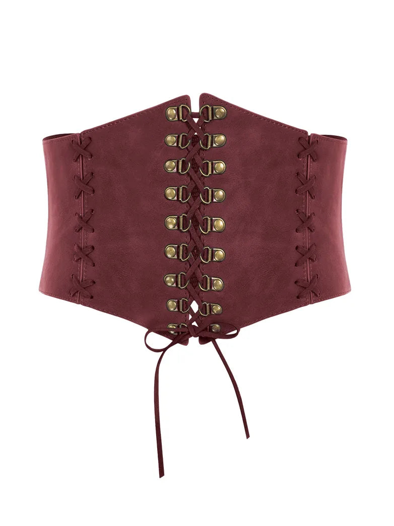 Scarlet Darkness Renaissance Women Stretchy Leather Waist Belt display picture 3