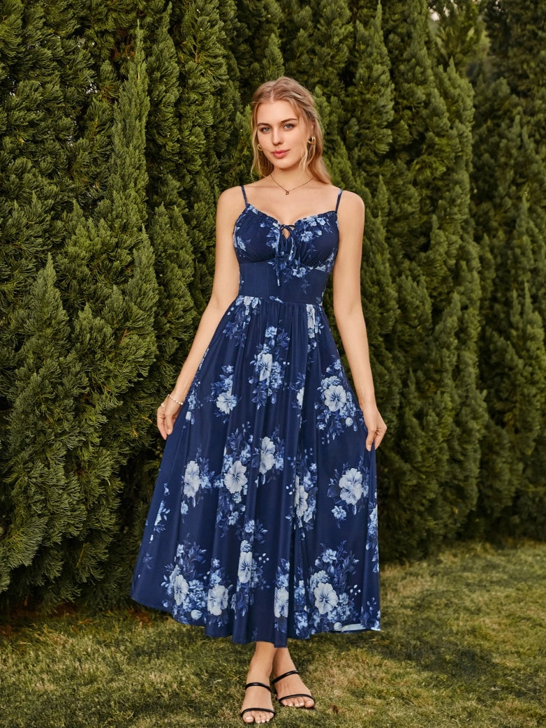 Scarlet Darkness 2026 Spring Summer Slit Flower Dress with Pockets Scarlet Darkness 2026 Spring Summer Slit Flower Dress with Pockets