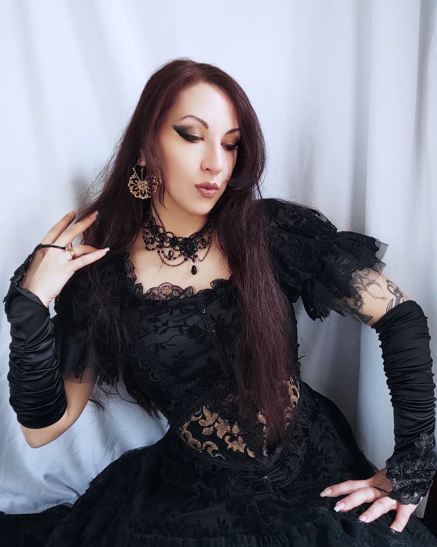 Gothic Masquerade Party Satin Gloves Gothic Masquerade Party Satin Gloves