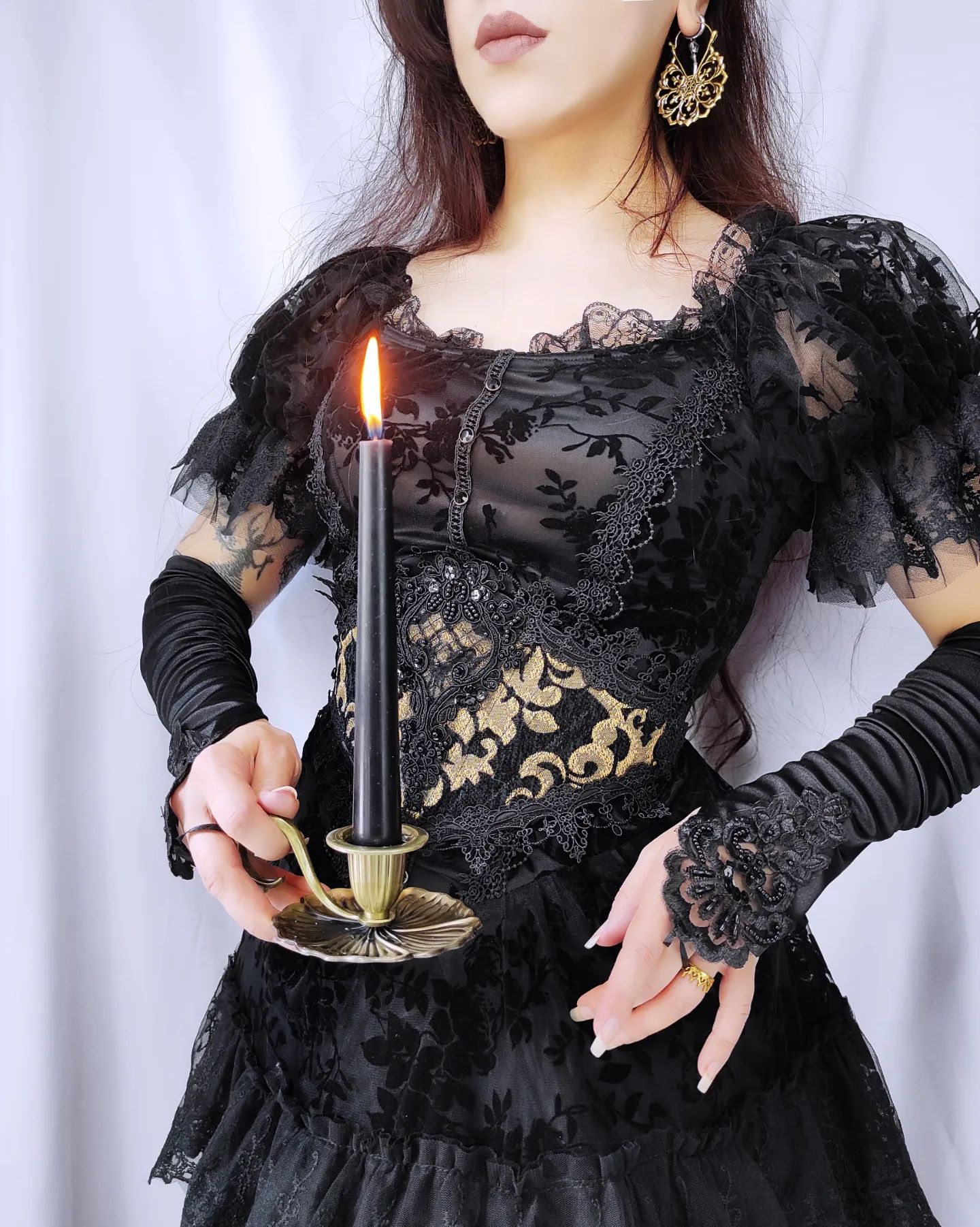 Gothic Masquerade Party Satin Gloves Gothic Masquerade Party Satin Gloves