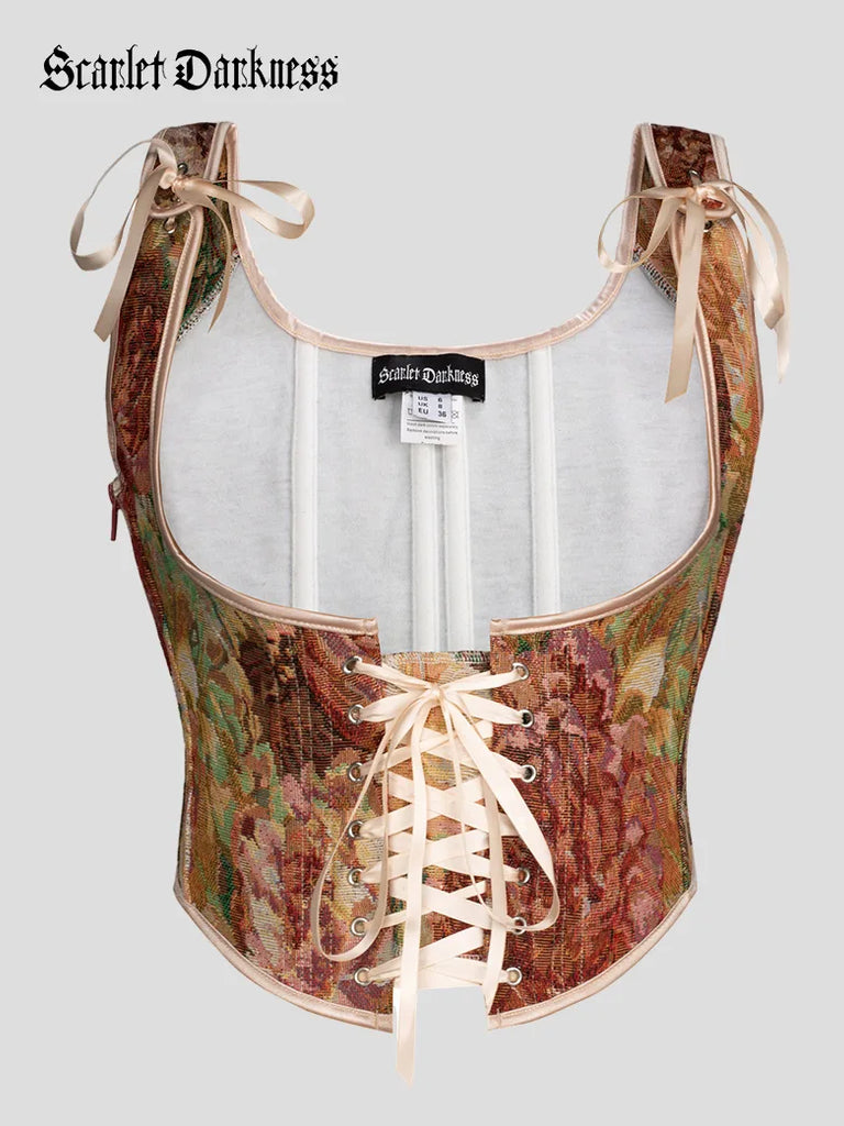 Scarlet Darkness Under Bust Bustier Waist Corset with 11 Bones Dark brown