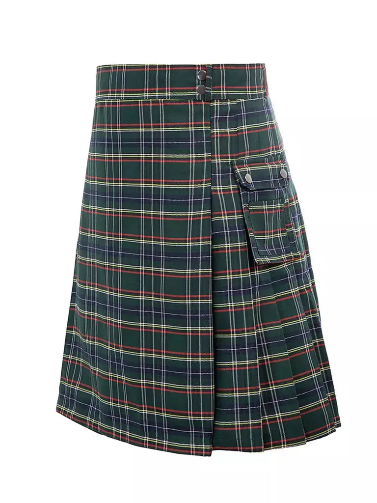 Scottish Mens Tartan Utility Kilt SCARLET DARKNESS