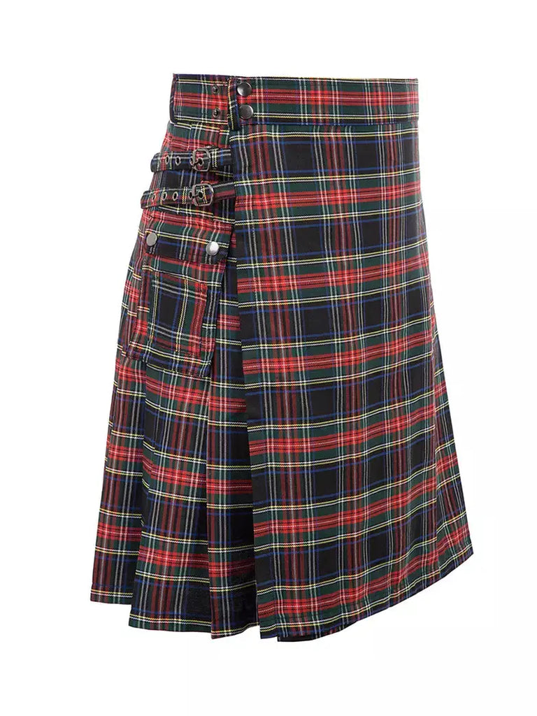 Scottish Mens Tartan Utility Kilt SCARLET DARKNESS