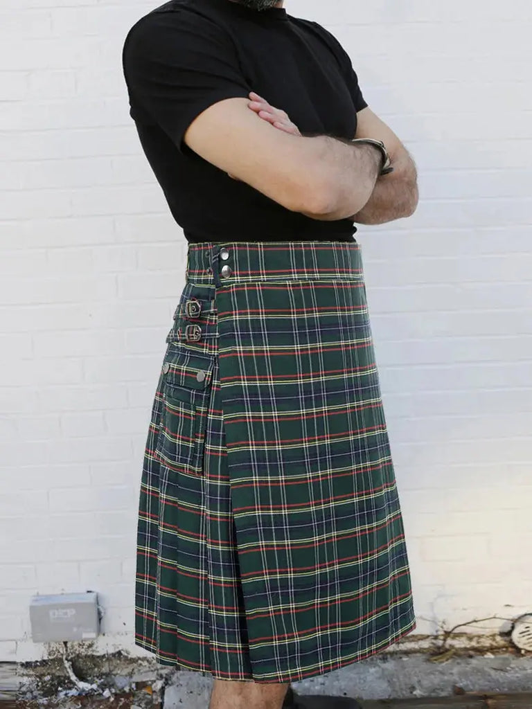 Scottish Mens Tartan Utility Kilt SCARLET DARKNESS