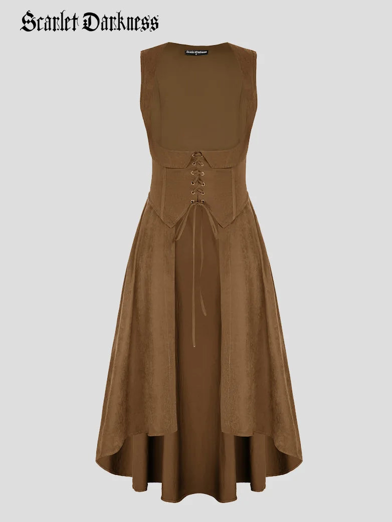 Aoseiens Abito medievale da donna rinascimentale con lacci, abito lungo vittoriano, Halloween Aoseiens Abito medievale da donna rinascimentale con lacci, abito lungo vittoriano, Halloween