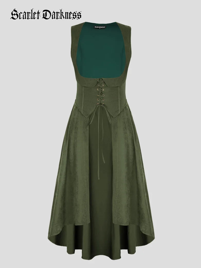 Scarlet Darkness Renaissance Costume U-Neck High-Lo Overdress Scarlet Darkness Renaissance Costume U-Neck High-Lo Overdress