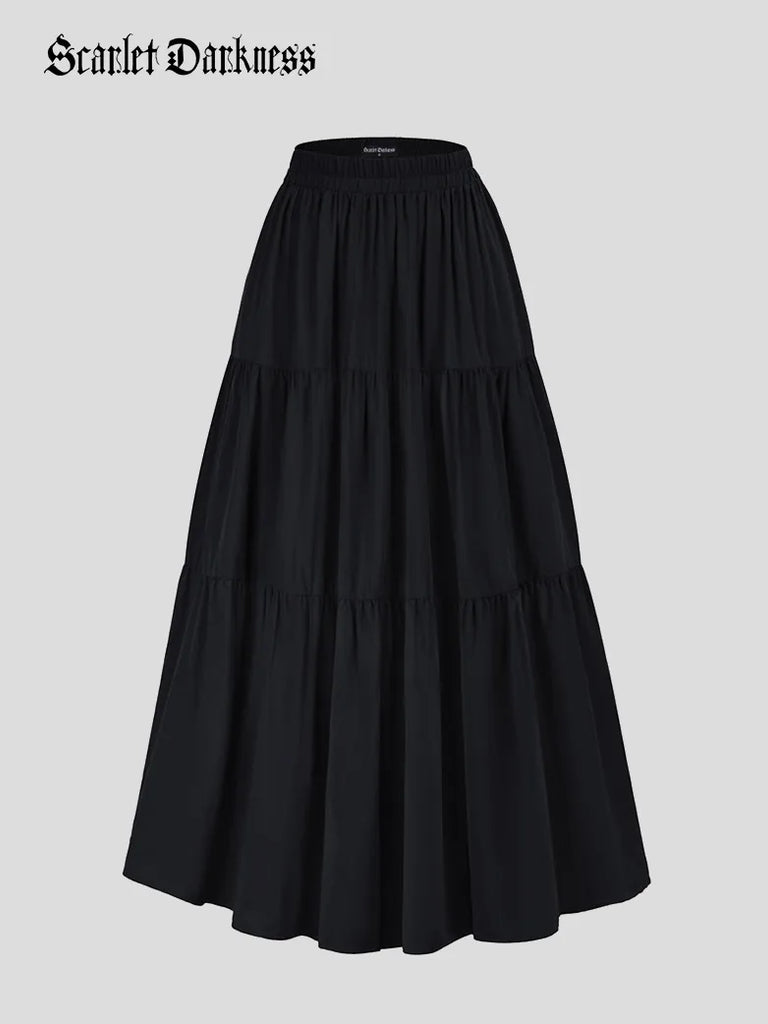 SCARLET DARKNESS Vrouwen Victoriaanse Maxi Rok Vintage Elastische Hoge Taille Geplooide Rok, Wijn, M SCARLET DARKNESS Vrouwen Victoriaanse Maxi Rok Vintage Elastische Hoge Taille Geplooide Rok, Wijn, M