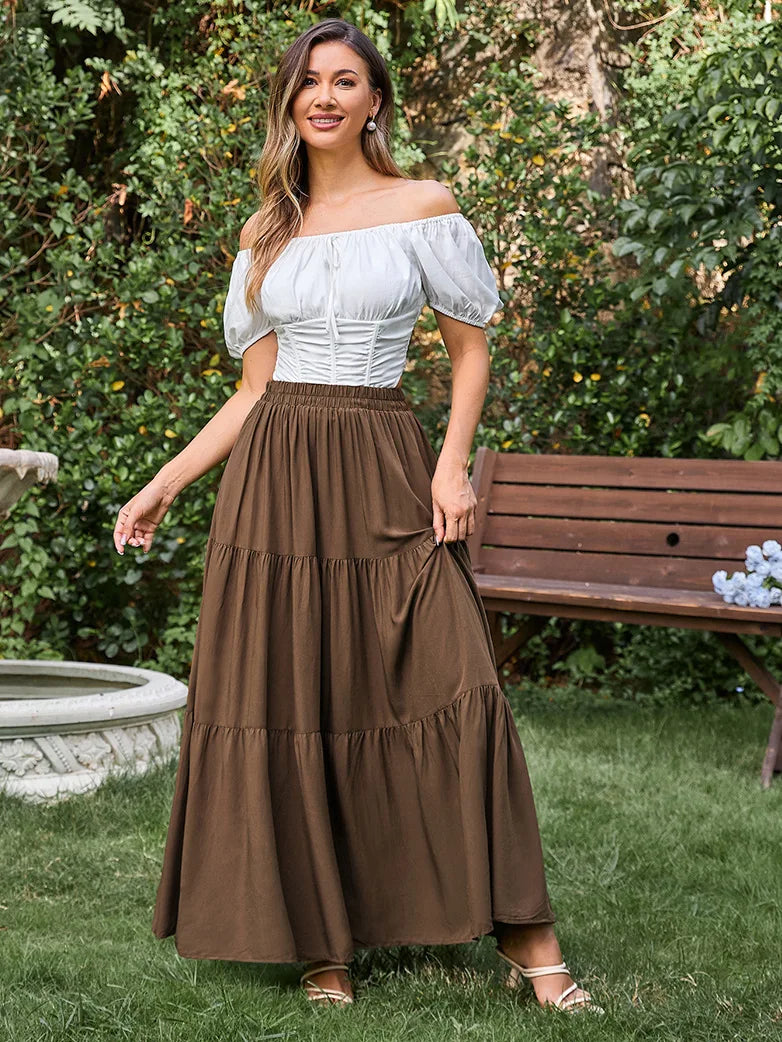 Scarlet Darkness Renaissance Elastic Waist Swing Skirt with Pockets Scarlet Darkness Renaissance Elastic Waist Swing Skirt with Pockets
