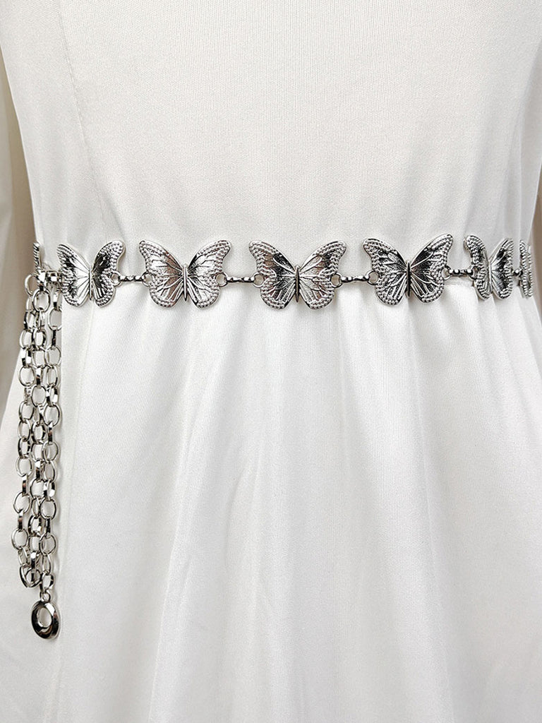 Decorative Butterflies Silver Color Metal Waist Chain SCARLET DARKNESS