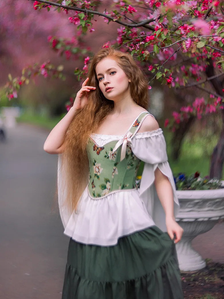 Haorugut Corset Gothique Steampunk Sous La Poitrine Avec Bretelles Pour Femme Vert Haorugut Corset Gothique Steampunk Sous La Poitrine Avec Bretelles Pour Femme Vert