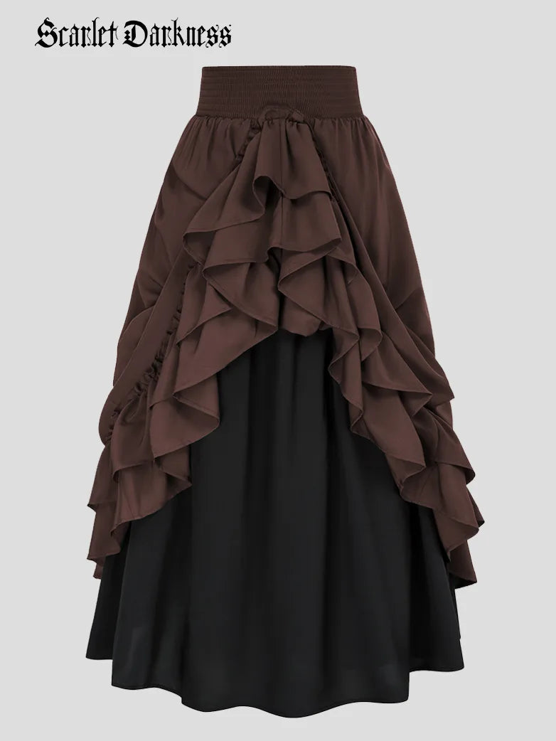 Scarlet Darkness Victorian Dual Layer Ruffled Hem Back Scarlet Darkness Victorian Dual Layer Ruffled Hem Back