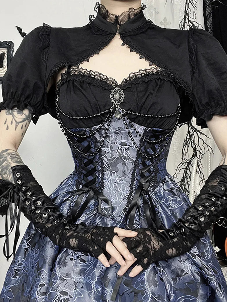 Victorian Gothic Sweetheart Neck Jacquard 2-piece Dress Victorian Gothic Sweetheart Neck Jacquard 2-piece Dress