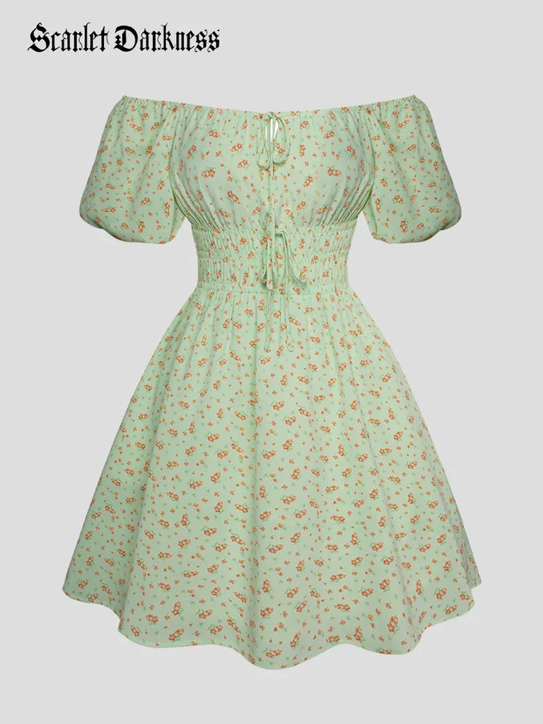 Scarlet Darkness Victorian Flared Mini Corset Party Dress Light green