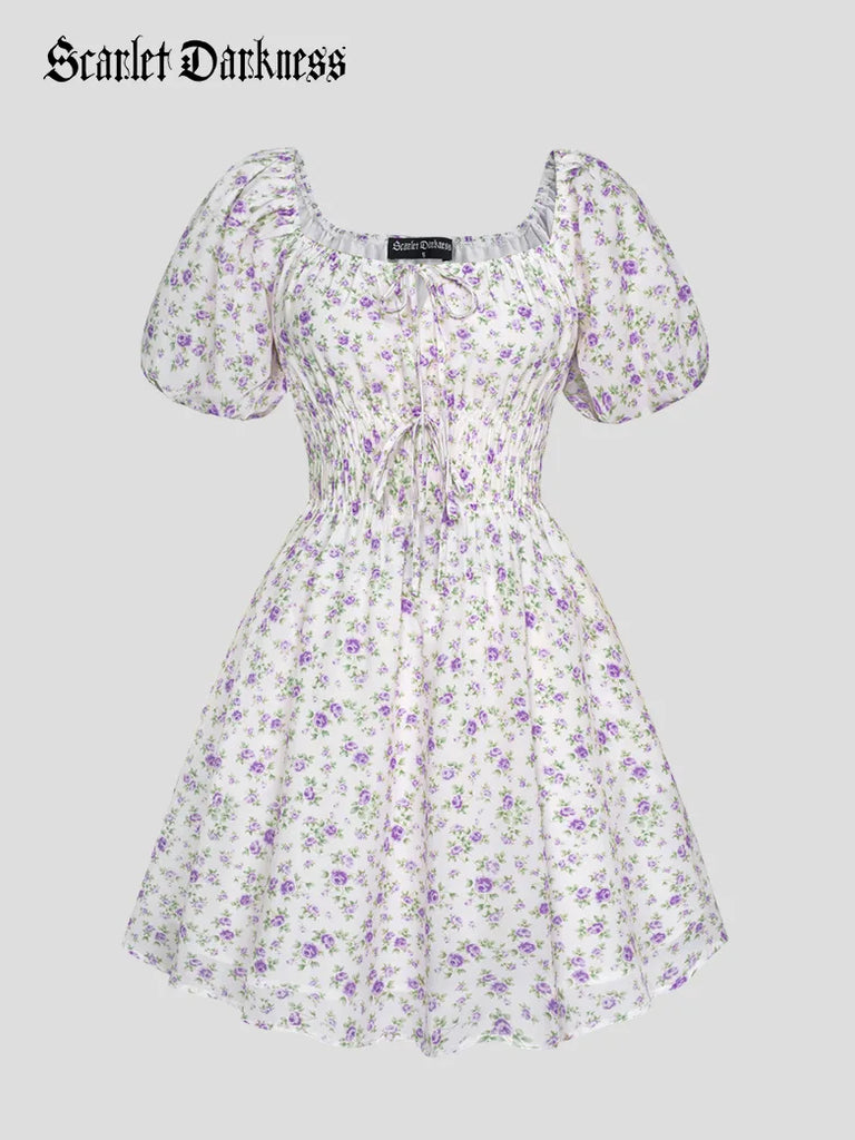 Scarlet Darkness Victorian Flared Mini Corset Party Dress Light purple