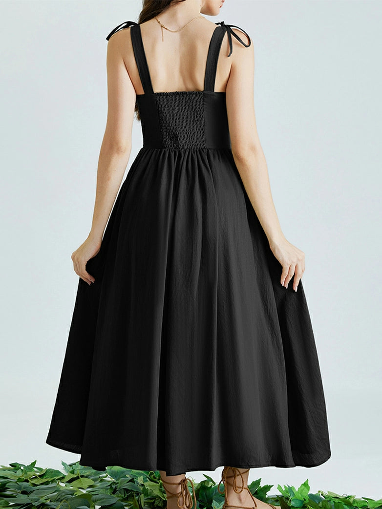 Scarlet Darkness Victorian Bow-knot Flared Maxi Dress with Pockets Scarlet Darkness Victorian Bow-knot Flared Maxi Dress with Pockets