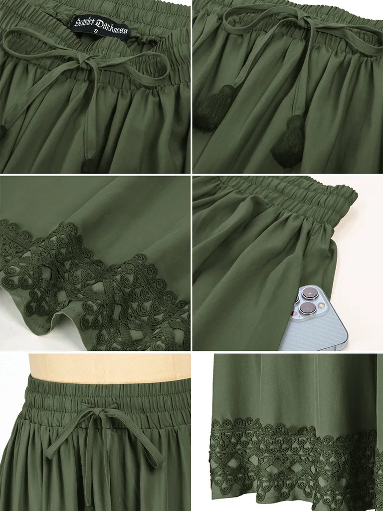 Scarlet Darkness Women Renaissance Tiered Swing Pockets Skirt