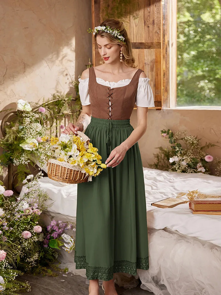 Scarlet Darkness Women Renaissance Tiered Swing Pockets Skirt