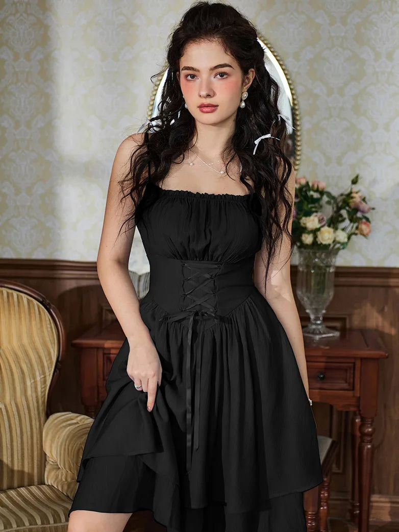 Scarlet Darkness Women Sexy Cross straps Length Adjustable Swing Dress Bodice with bones Light green / 2XL