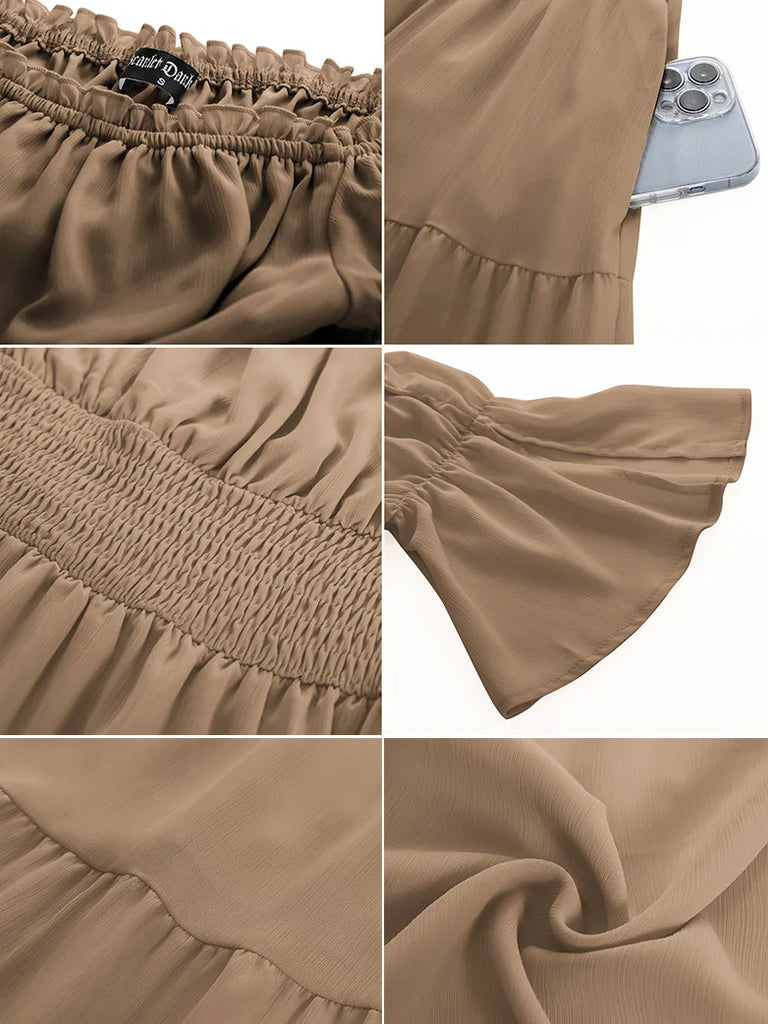 Scarlet Darkness Renaissance Cotton Off Shoulder Pocket Dress