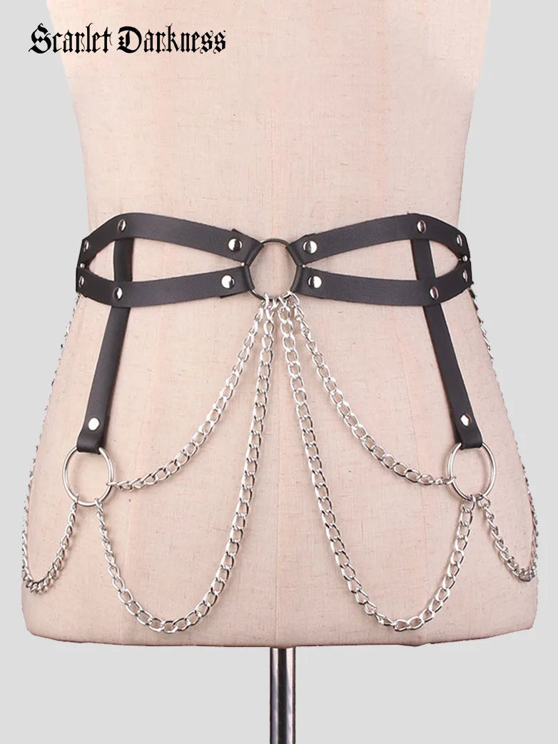 Scarlet Darkness Gothic Sexy Leather Belt Waist Chain Scarlet Darkness Gothic Sexy Leather Belt Waist Chain