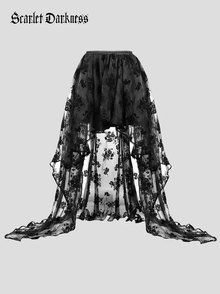 SCARLET DARKNESS Gothic jurk voor dames, mouwloos, high-low SCARLET DARKNESS Gothic jurk voor dames, mouwloos, high-low