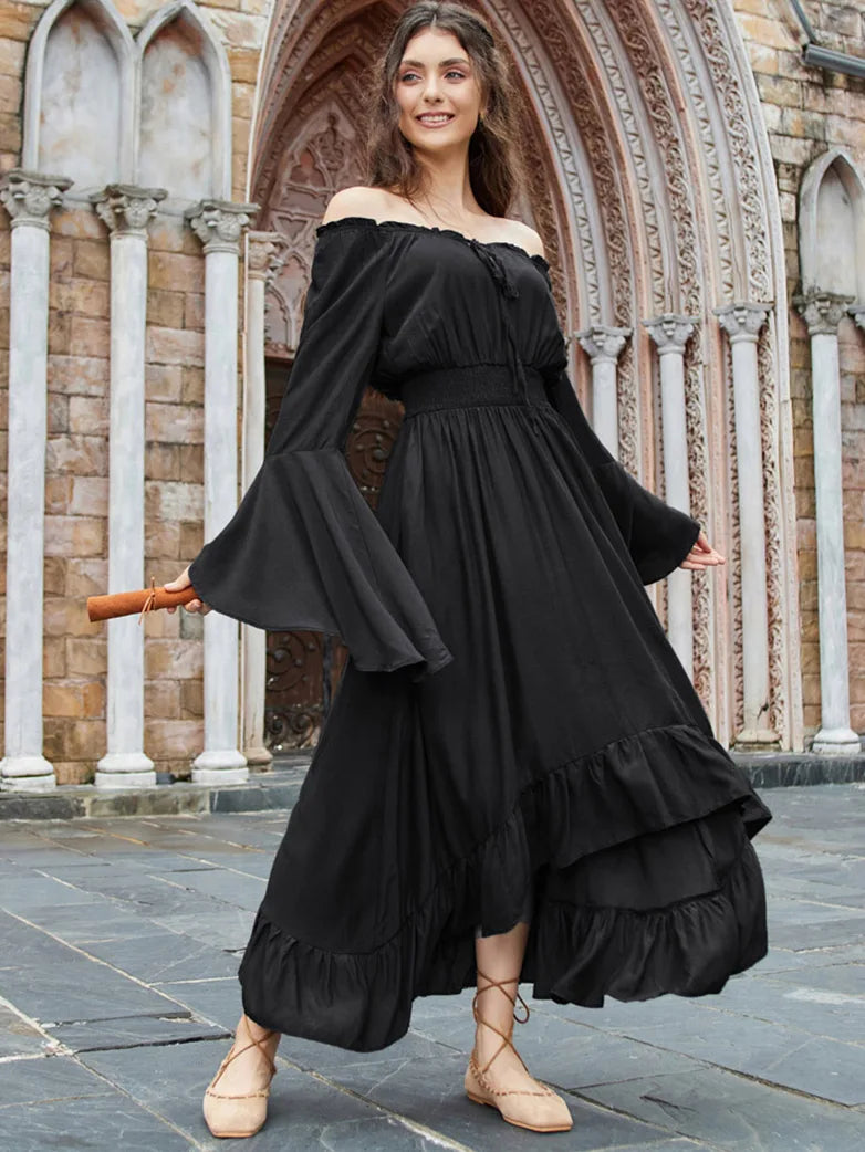 Scarlet Darkness Women Off the Shoulder Renaissance Dress with Pockets