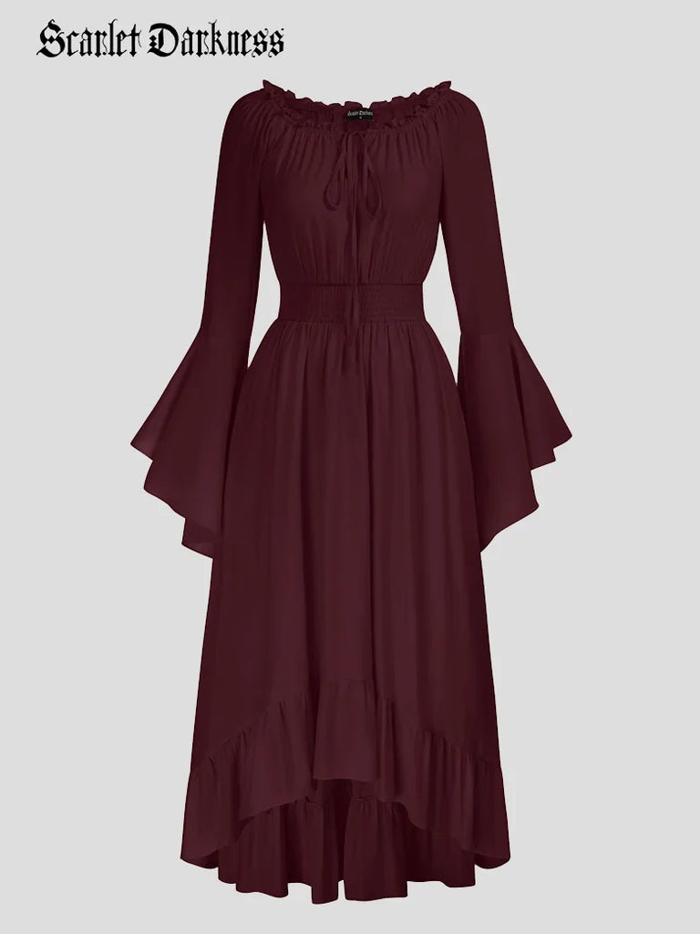 Scarlet Darkness Off the Shoulder Classic Renaissance Dress with Pockets