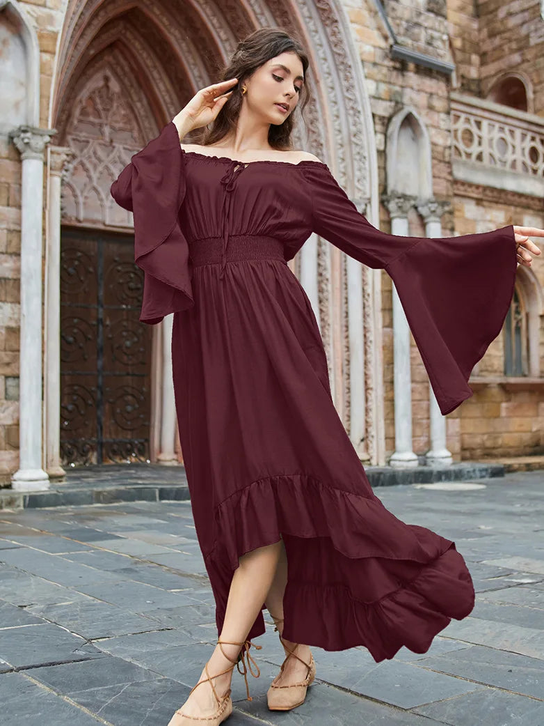 Scarlet Darkness Off the Shoulder Classic Renaissance Dress with Pockets Scarlet Darkness Off the Shoulder Classic Renaissance Dress with Pockets