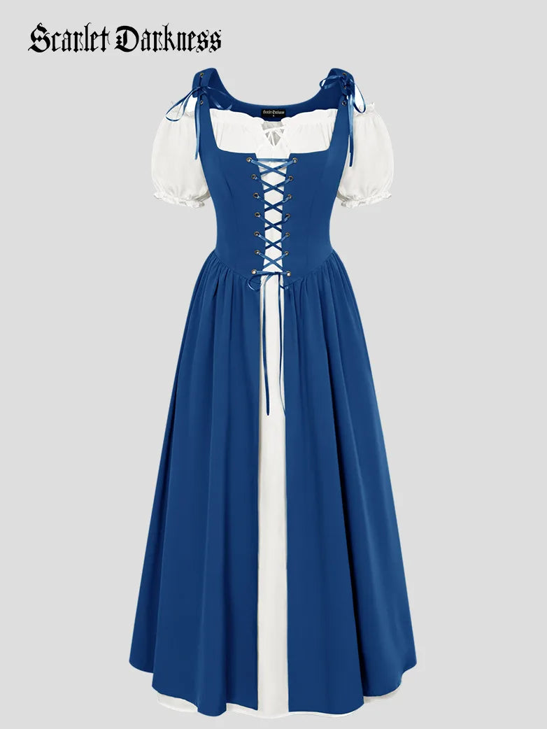 Renaissance Costumes Overdress+Off Shoulder Dress Scarlet Darkness Regal blue / L