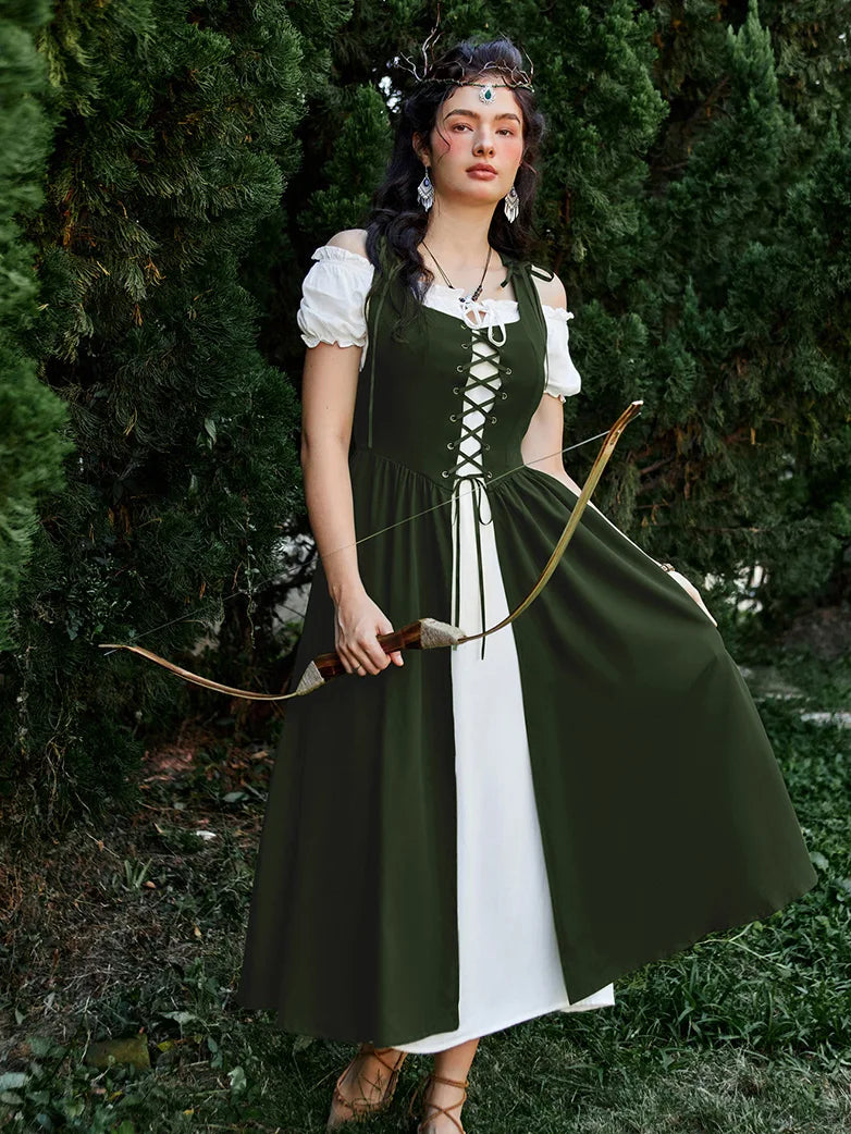 off shoulder medieval dress Women's Gothic Corset Peasant Blouse Victorian Vintage Off Shoulder Tops  White