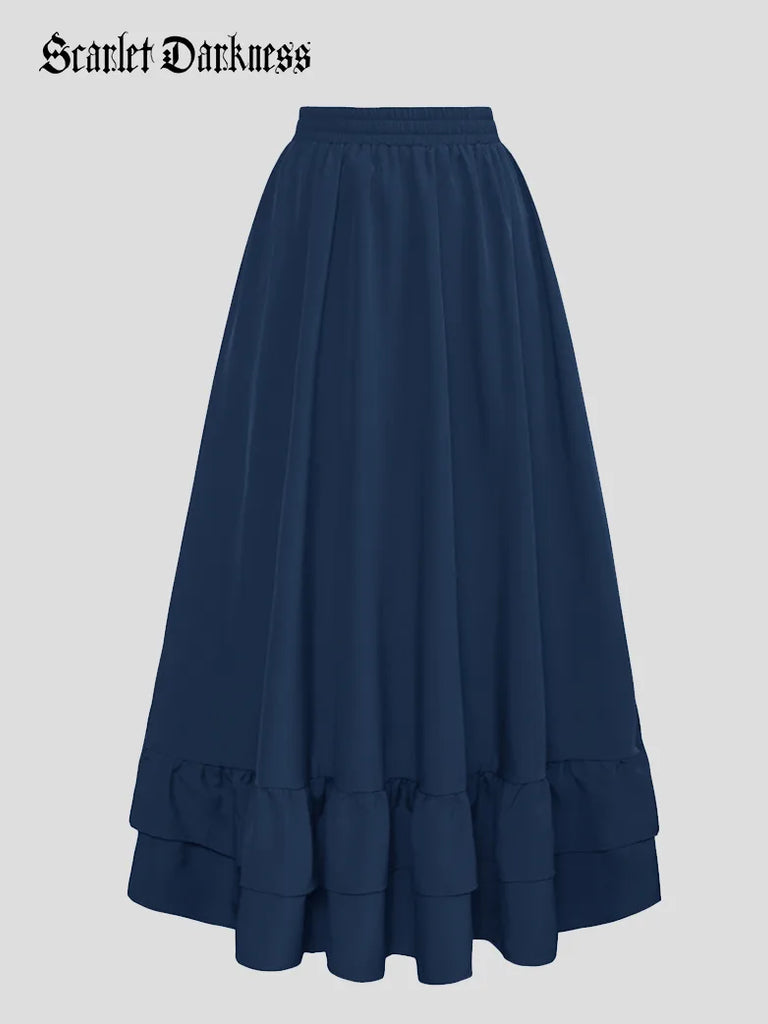 Scarlet Darkness Women Ruffled High-Low 3 Ways Pirate Skirt