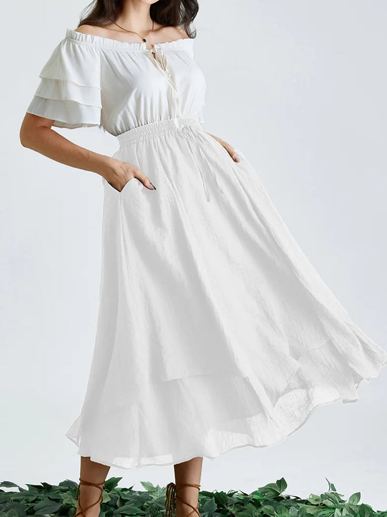 Scarlet Darkness Women Renaissance Tiered Swing Pockets Skirt