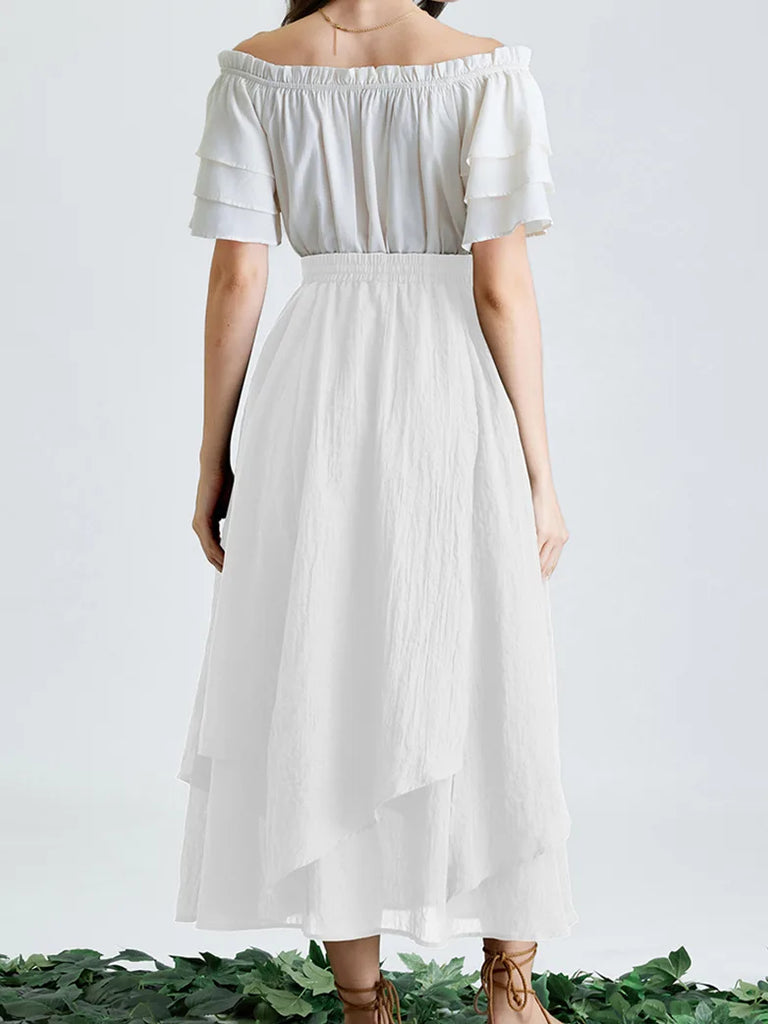 Scarlet Darkness Women Renaissance Tiered Swing Pockets Skirt