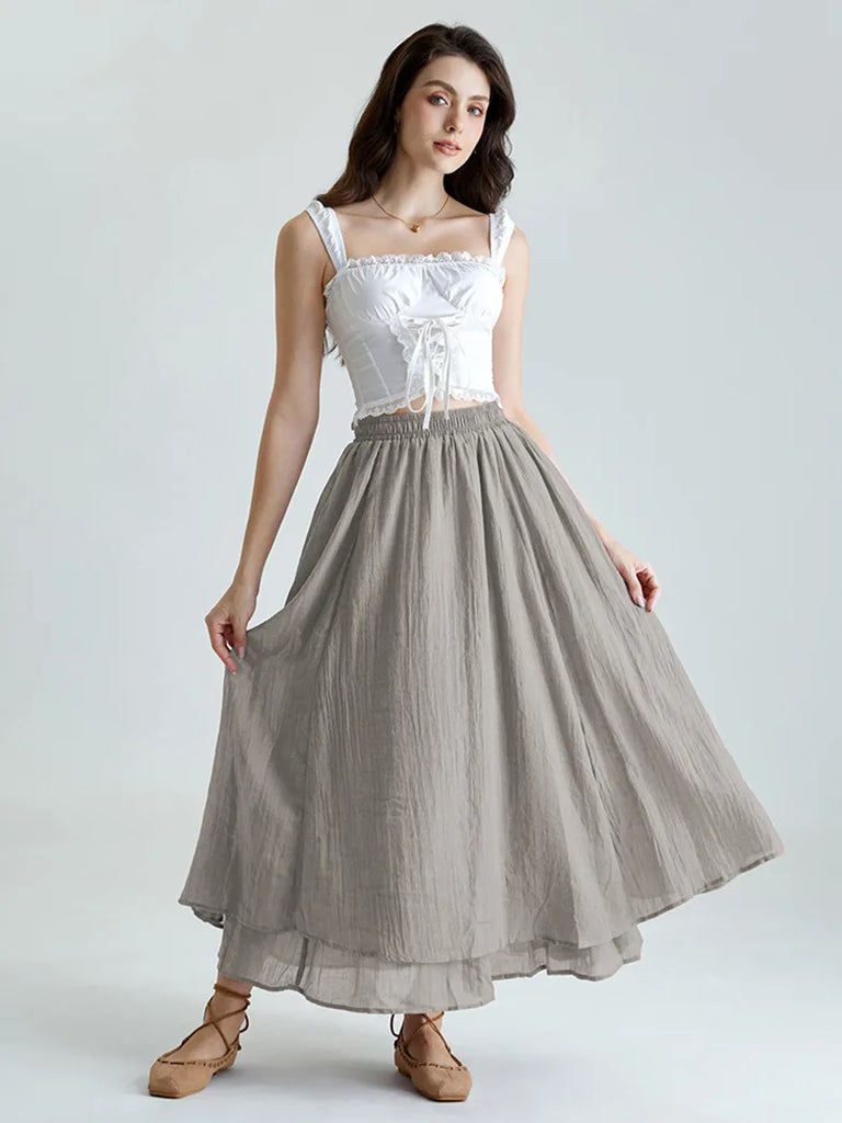 Scarlet Darkness Women Renaissance Tiered Swing Pockets Skirt