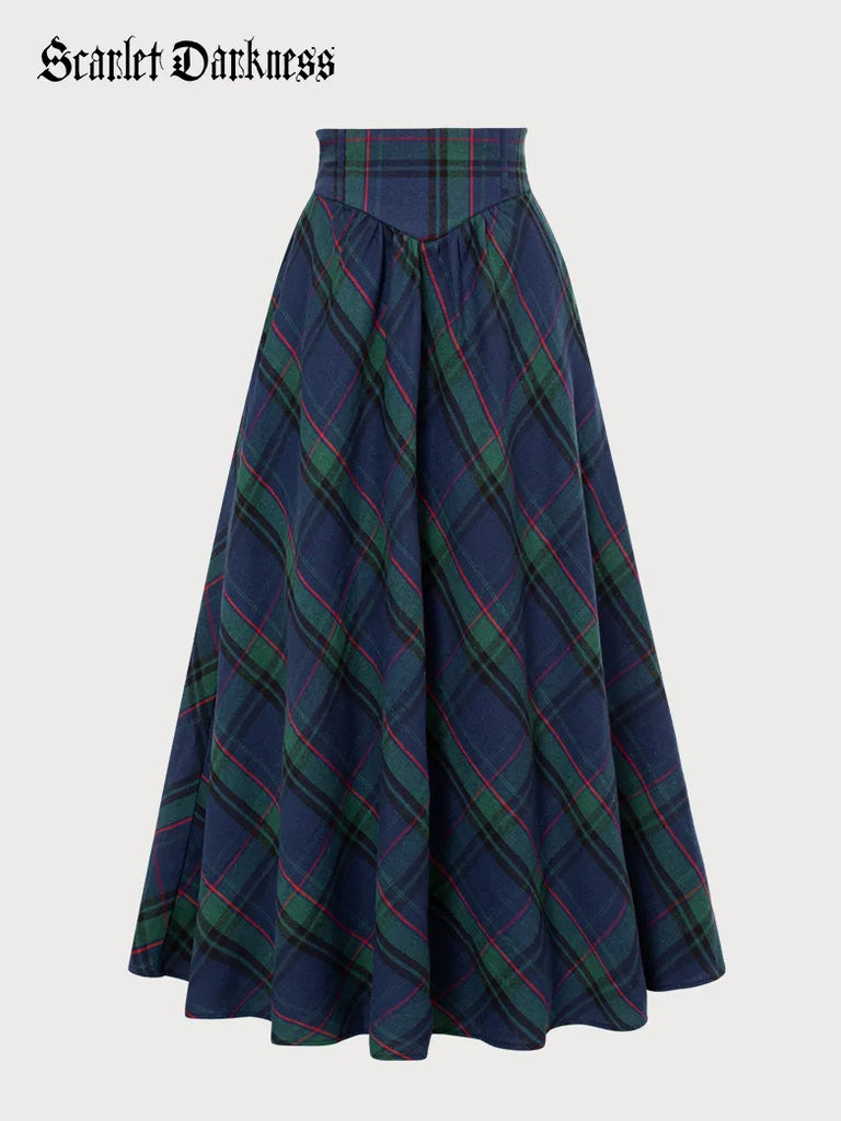 Scarlet Darkness Women 2025 Fall Maxi Skirt with Pockets Blue