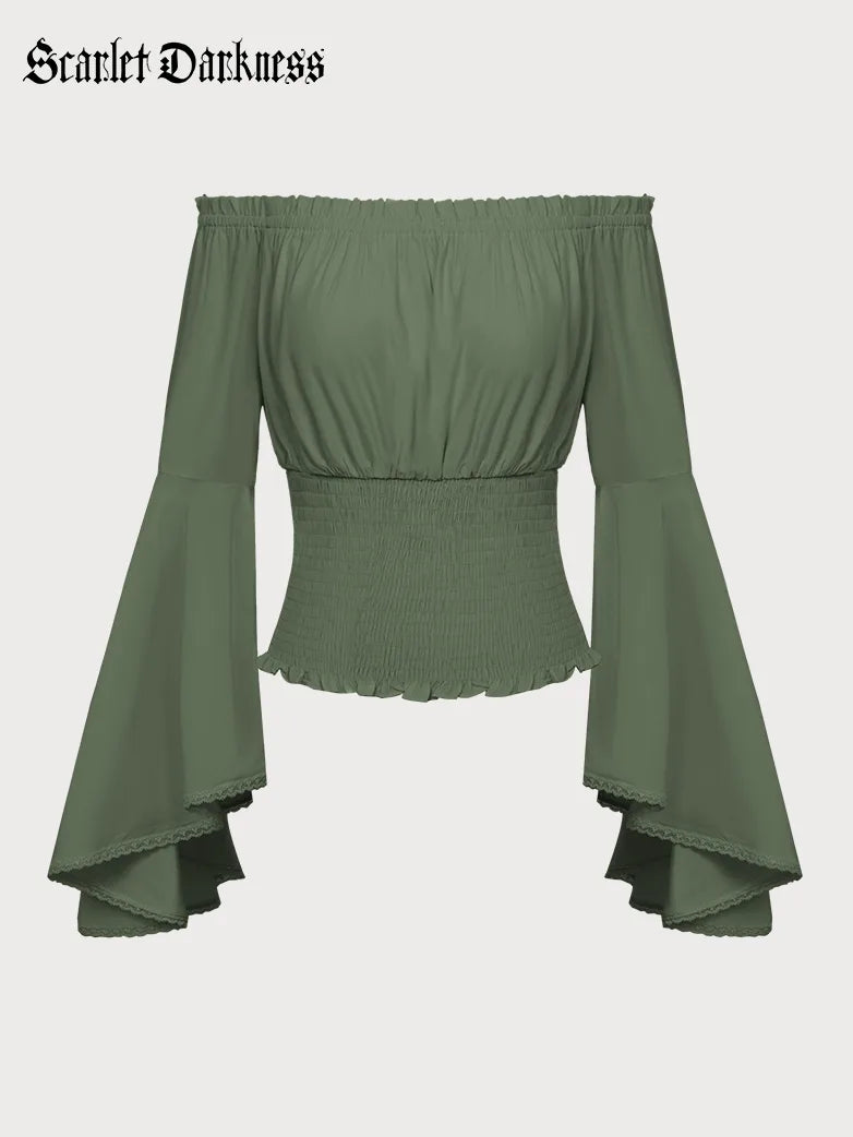 SCARLET DARKNESS Haut court médiéval pour femme à manches longues SCARLET DARKNESS Haut court médiéval pour femme à manches longues
