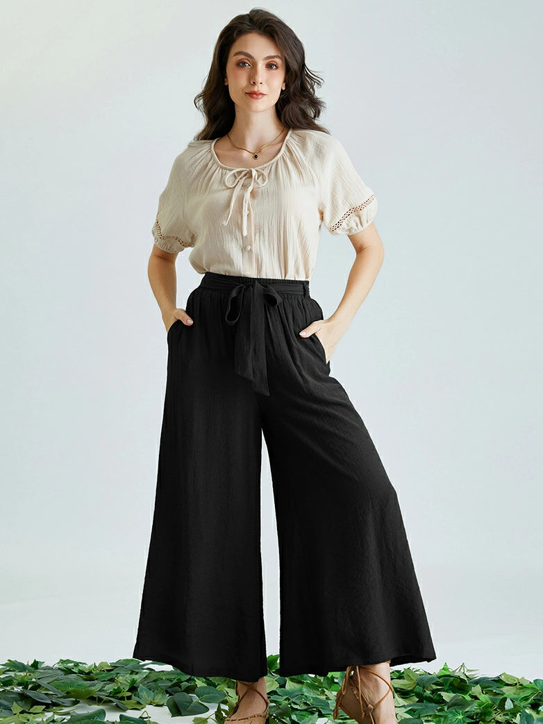 SCARLET DARKNESS Dames renaissance brede broek hoge taille met trekkoord middeleeuwse vrijetijdsbroek, lichtgrijs, S SCARLET DARKNESS Dames renaissance brede broek hoge taille met trekkoord middeleeuwse vrijetijdsbroek, lichtgrijs, S