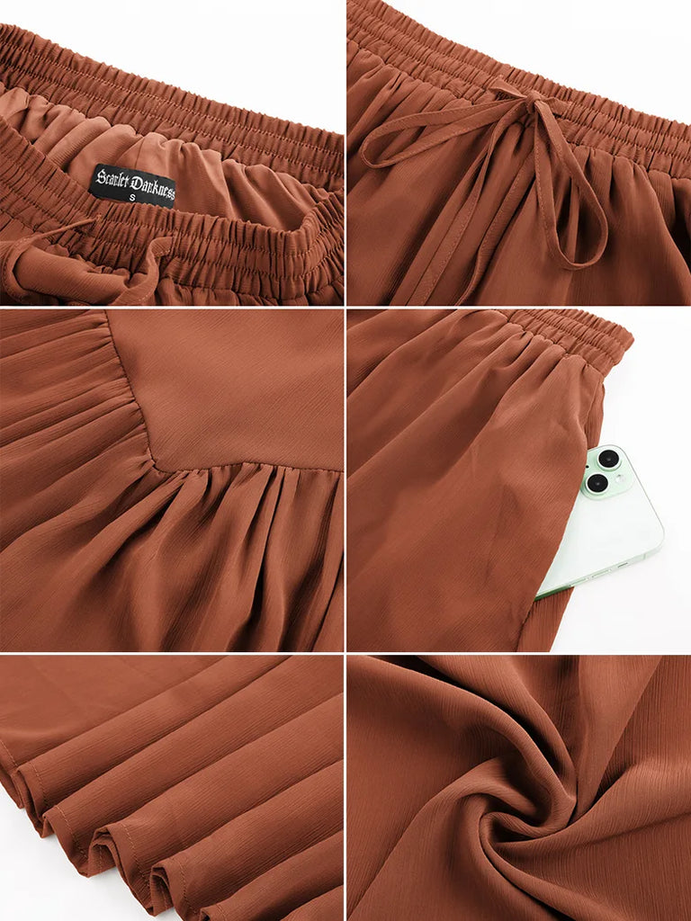 Scarlet Darkness Women Renaissance Tiered Swing Pockets Skirt