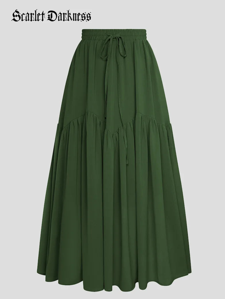 Gonna Vittoriana SCARLET DARKNESS - Abito Medievale Donna Con Inserti Pelle E Vita Smock - Foto 12