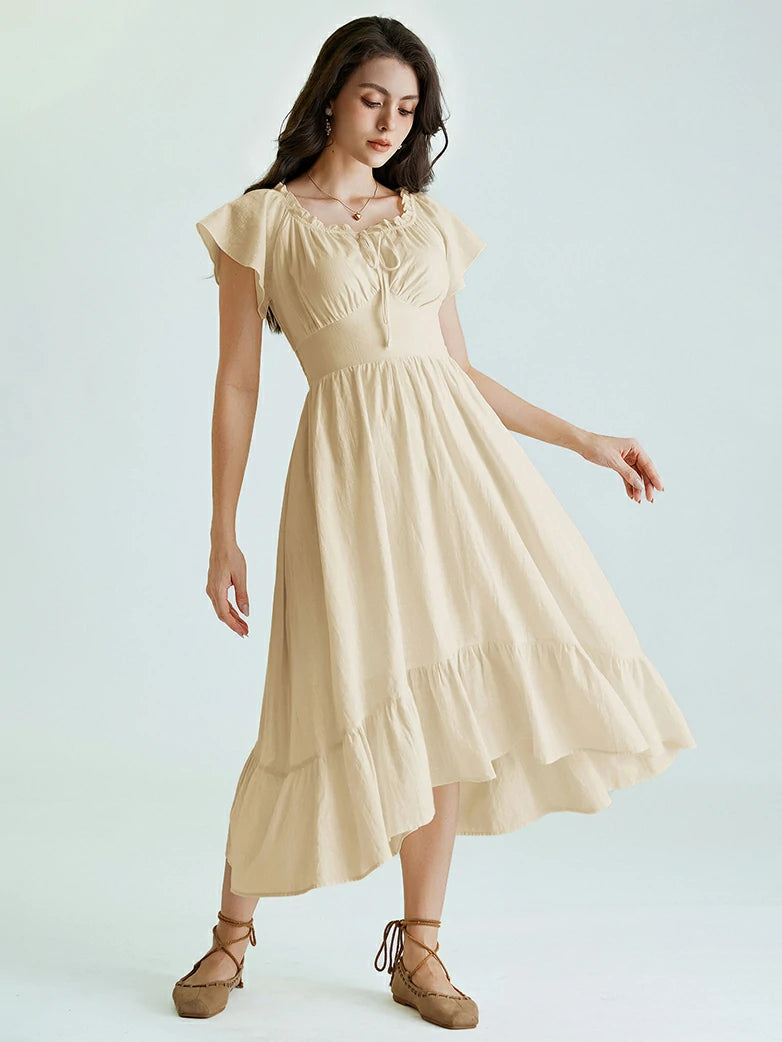 Spring Summer Dress 2025 Peasant Style Women's Renaissance Cottagecore Dress Short Sleeve, Smocked Waist, Flowy Ruffle Dress Smocked Waist Boho Dress Spring Summer Dress 2025 Peasant Style Women's Renaissance Cottagecore Dress Short Sleeve, Smocked Waist, Flowy Ruffle Dress Smocked Waist Boho Dress
