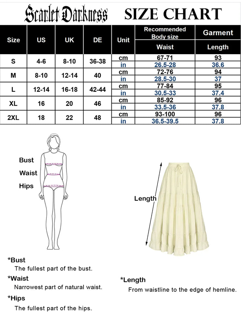 Scarlet Darkness Women Renaissance Tiered Swing Pockets Skirt