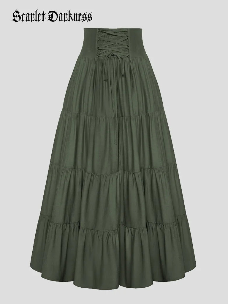 Scarlet Darkness Women Renaissance Tiered Swing Pockets Skirt Set4