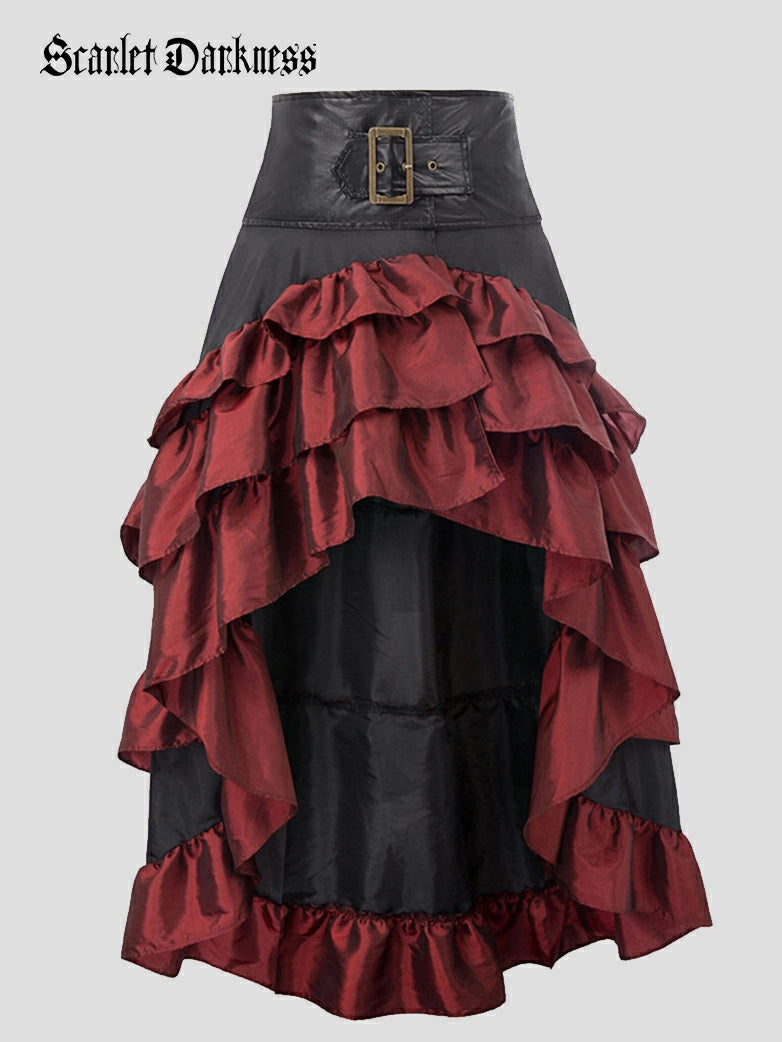 Enfants rouge Plaid jupe courte longues bottes noires Pirates Caraïbes capitaine Enfants rouge Plaid jupe courte longues bottes noires Pirates Caraïbes capitaine