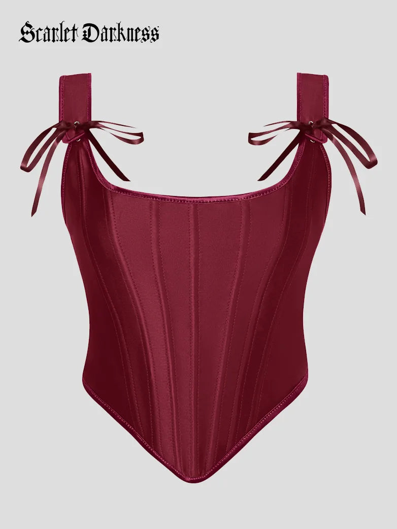 Corset Bustier Satin Lacets Pour Femme - Gainant Rétro Pour Soirée, Mariage Ou Quotidien - Taille S, M, L